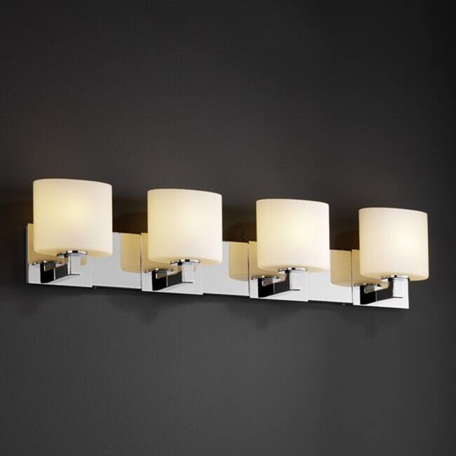 Justice Design Fusion Modular 4-light Polished Chrome Bath Bar, Opal Oval Shade