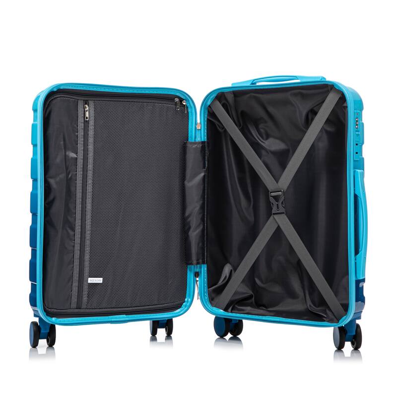 14In 20In 2 pcs in PC Spinner Wheel Luggage, Carry on Suitcase, With Gradient Color and Combination Lock