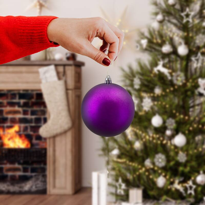 12ct Matte Purple Shatterproof Christmas Ball Ornaments 4" (100mm)