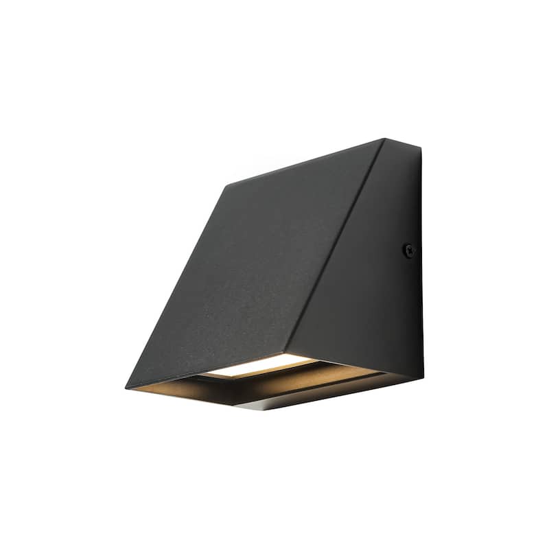 1-Light 5" H Industrial Black Triangular Aluminium Integrated LED Hardwired Outdoor Wall Light - 5 in. W x 5 in. H x 3.94 in. D