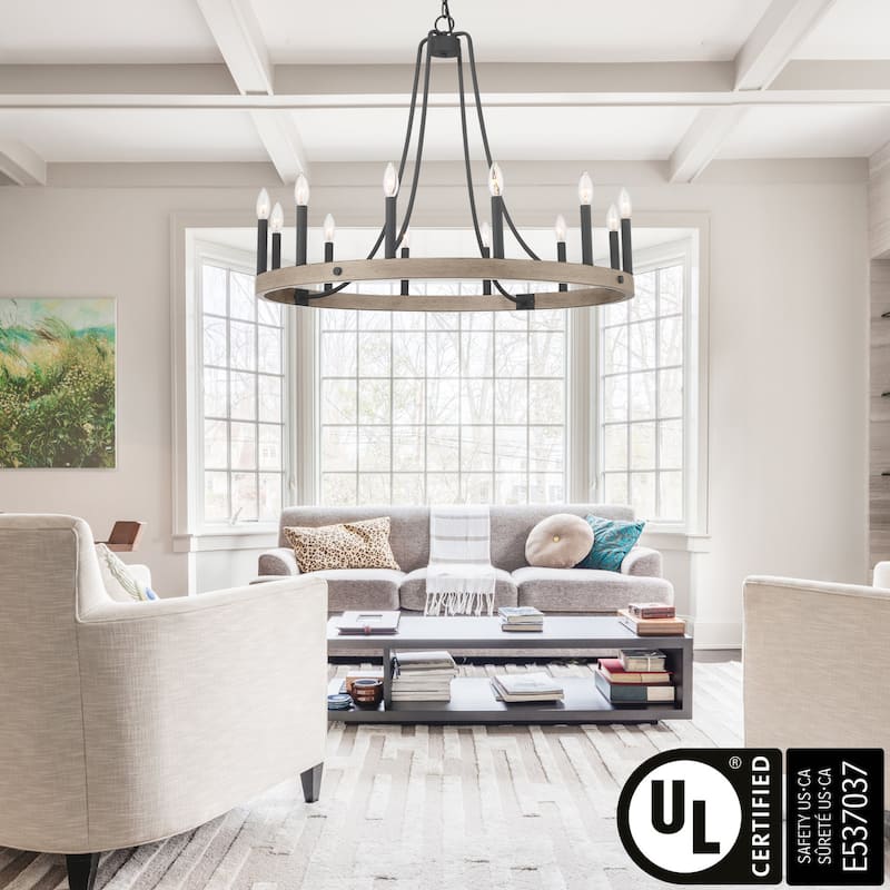Acroma 12-light Acroma 12-light 34In Farmhouse Modern Wagon Wheel Chandelier - N/A