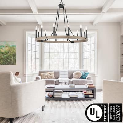 Acroma 12-light Acroma 12-light 34In Farmhouse Modern Wagon Wheel Chandelier - N/A