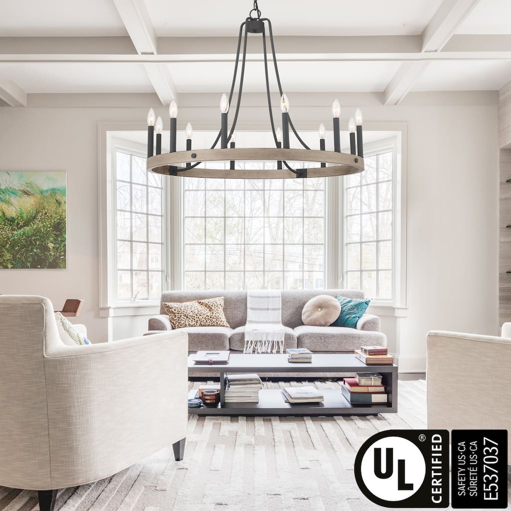 Acroma 12-light Acroma 12-light 34In Farmhouse Modern Wagon Wheel Chandelier - N/A