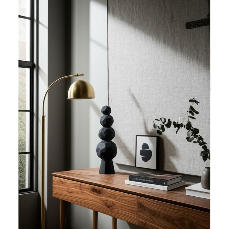 Pottery and Paper Mache Modern Geometric Sculpture with Stacked Design