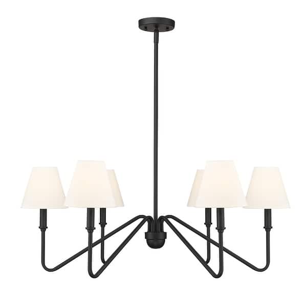 slide 2 of 8, Kennedy 29.75" Wide 6-Light Chandelier Natural Black with Ivory Linen