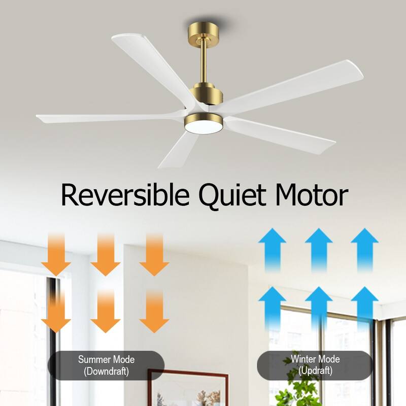 WINGBO 52" and 60" Solid Wood DC Motor Integrated LED Ceiling Fan with Remote