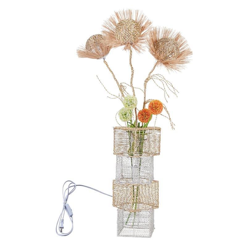 Pastoral Led Floor Lamp Hand-Woven Rattan Wicker