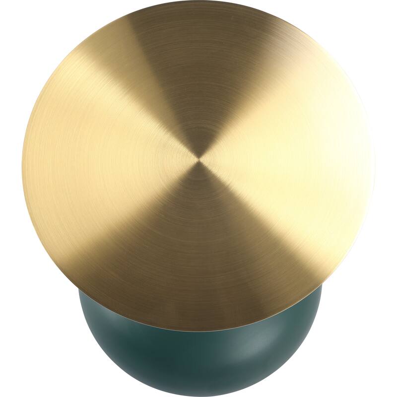 Savoy 18-Inch Round Side Table in Gold Stainless-Steel End Table with a Round Pedestal base