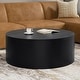 preview thumbnail 29 of 32, WYNDENHALL Hillmount SOLID MANGO WOOD 36 inch Wide Round Contemporary Drum Coffee Table & Fully Assembled - 36"d x 36" w x 14"h Black