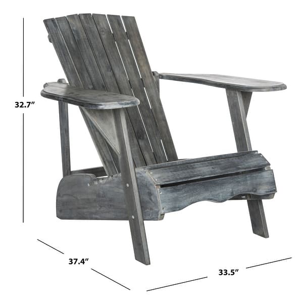 SAFAVIEH Outdoor Living Mopani Adirondack Ash Grey Acacia Wood Chair - 33.5" W x 37.4" D x 32.7" H