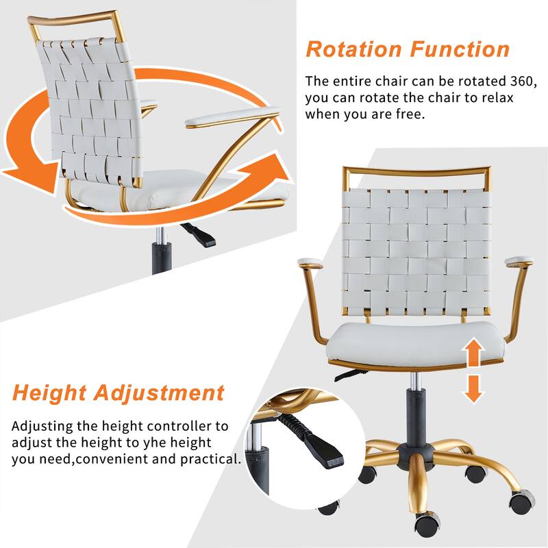 CAROCC Home Office Desk Chair Gold with Throw Pillow