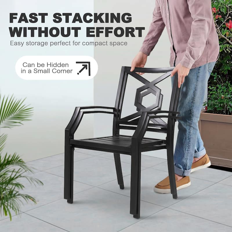 Nuu Garden Iron Stackable Outdoor Patio Chairs with Powder-coated Finish (2-Pack)