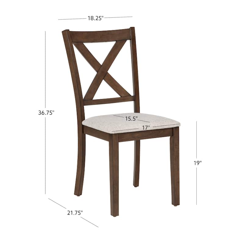 Warren X-Back Wooden and Upholstered Dining Chair (Set of 2)