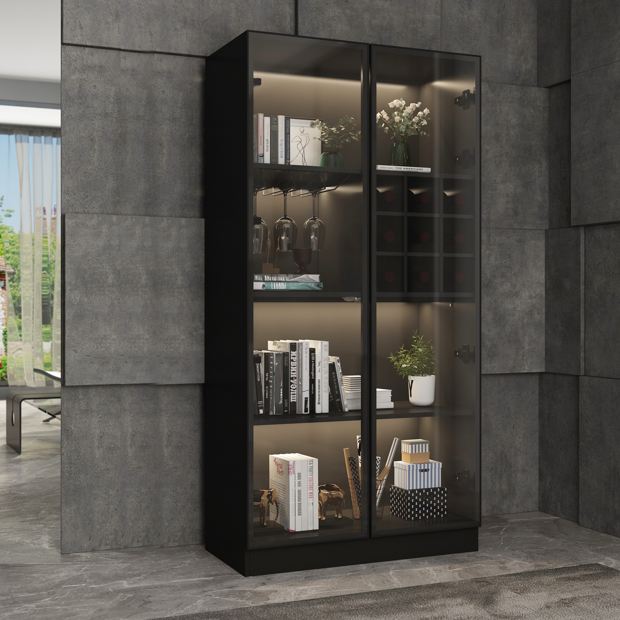 Wine glass display hotsell cabinet