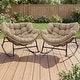 preview thumbnail 37 of 44, Oversized Indoor Outdoor Royal Papasan Rocking Chair, Patio Egg Rocker with Cushions, 450 lb Capacity 2 PCS-Brown