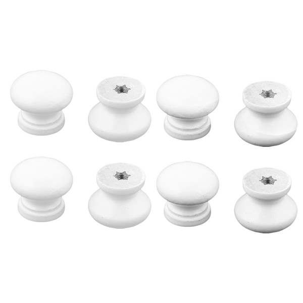 Household Wood Round Single Hole Cabinet Bookcase Door Pull Knob White 8pcs