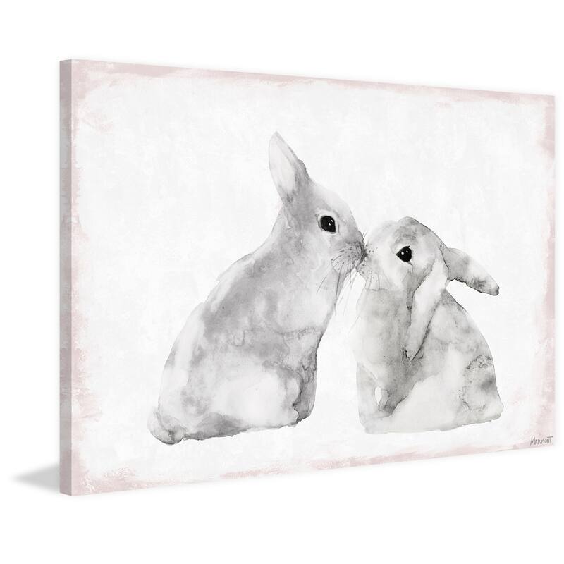 'Bunny Sweethearts' Painting Print on Wrapped Canvas