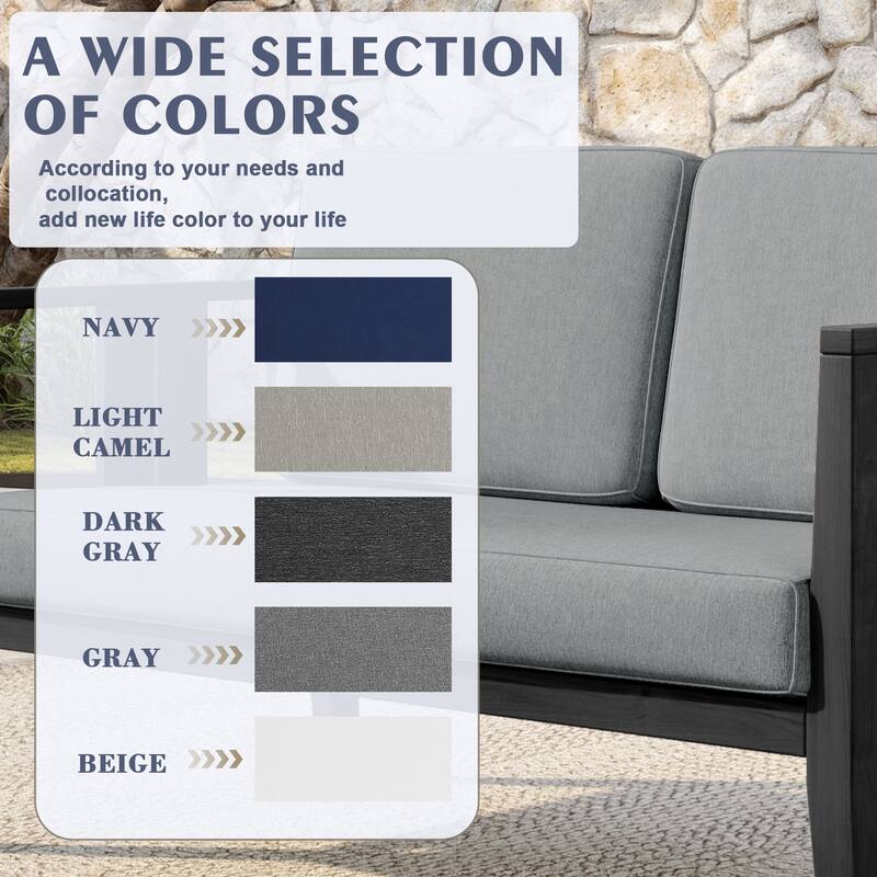 Outdoor Patio Wood Loveseat with Cushion