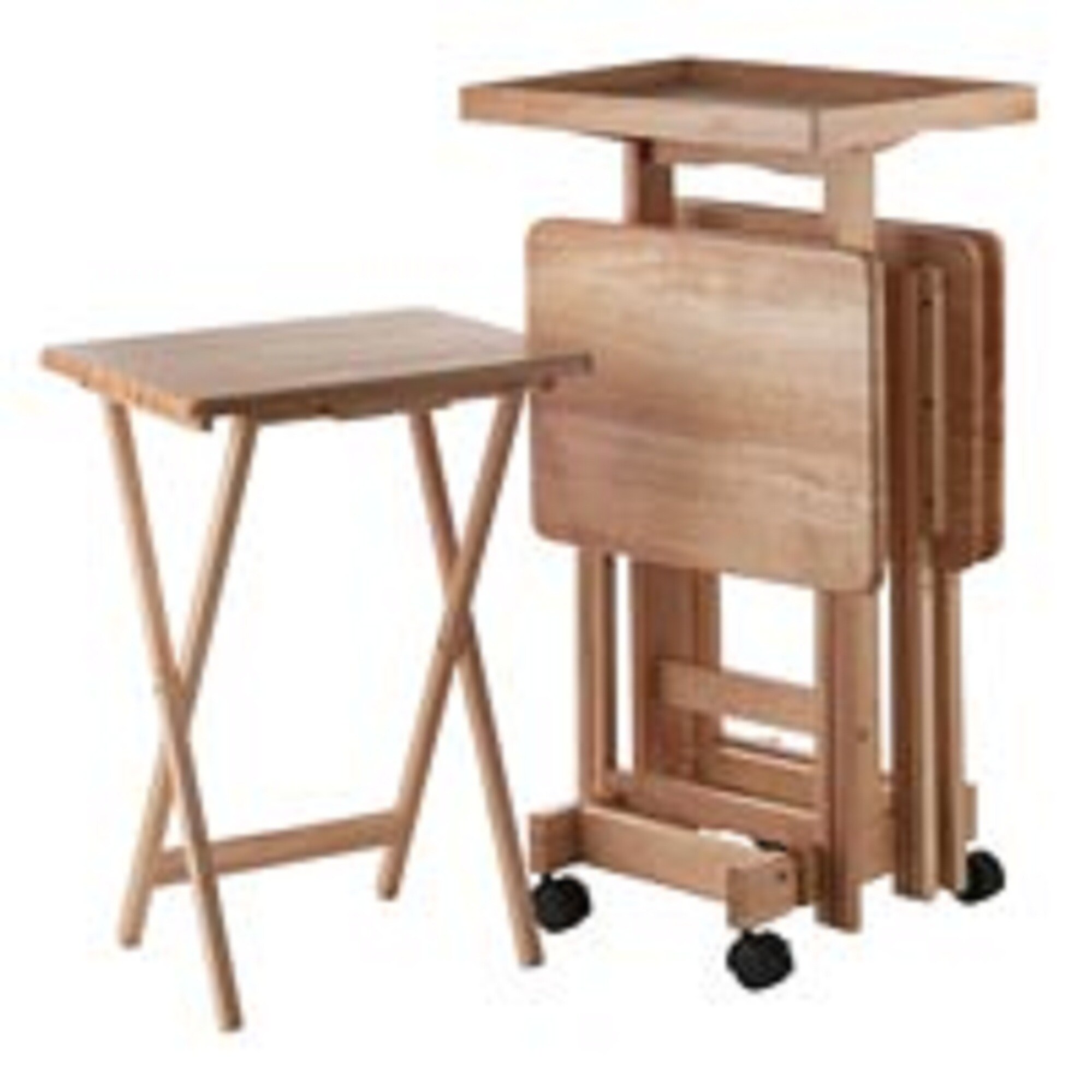 Shop Set Of 6 Beige Folding Snack Table 36 On Sale