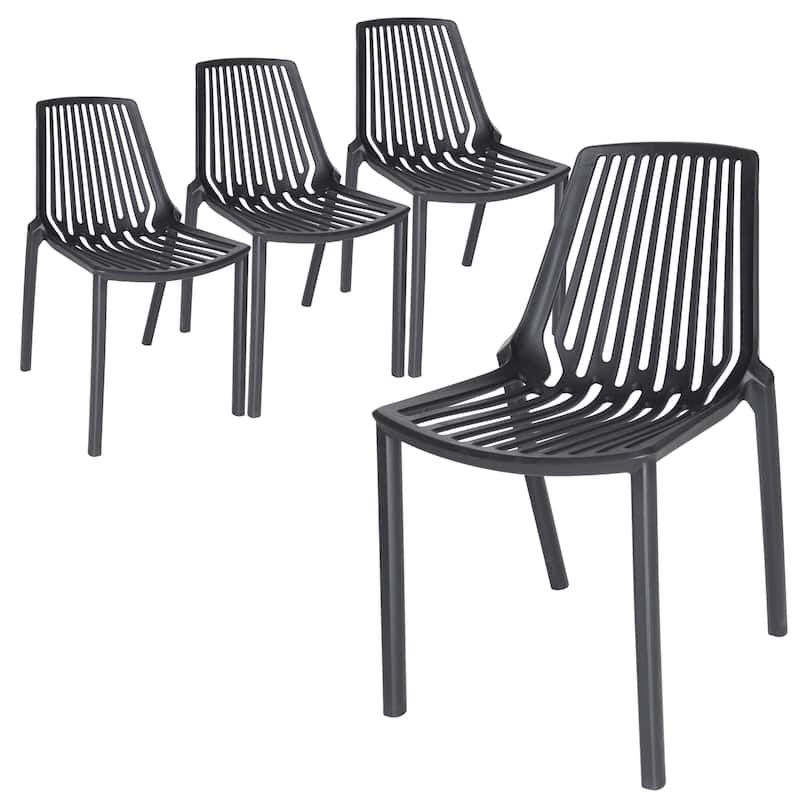 LeisureMod Acken Mid-Century Modern Plastic Dining Chair, Set of 4 - 30.7"