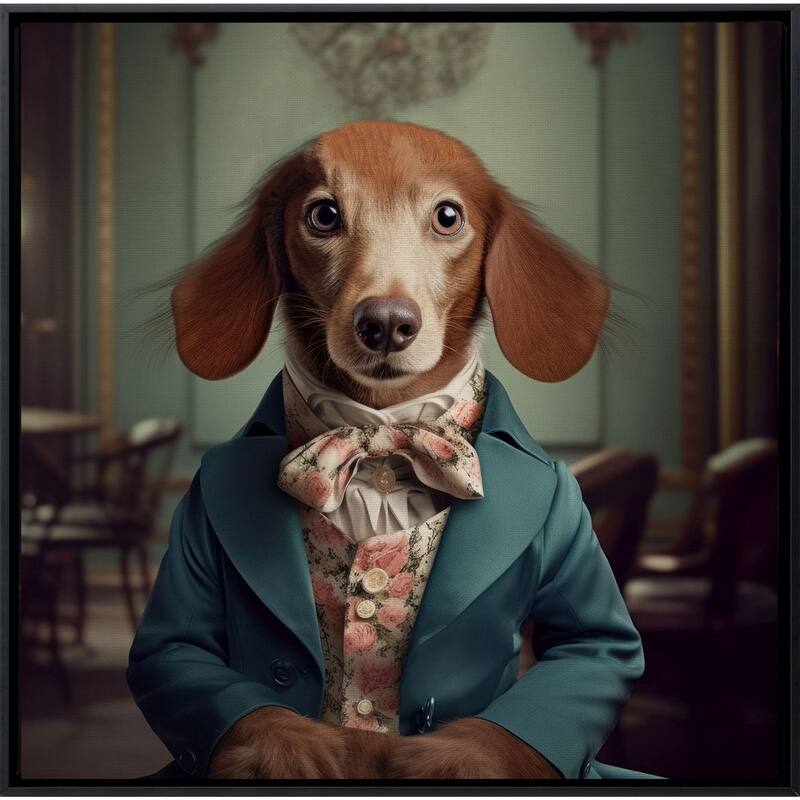 Charming Dog Giclee on Canvas No Glass - 29 X 29 X 2 - Plastic - Black