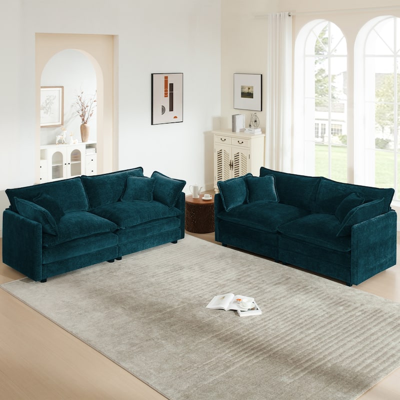 Cloud Chenille Upholstered Modular Sectional Sofa with DIY Combination Design