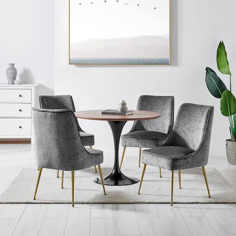 NPD Furniture Cedric KD Fabric Dining Side Chair Gold Legs (Set of 2)