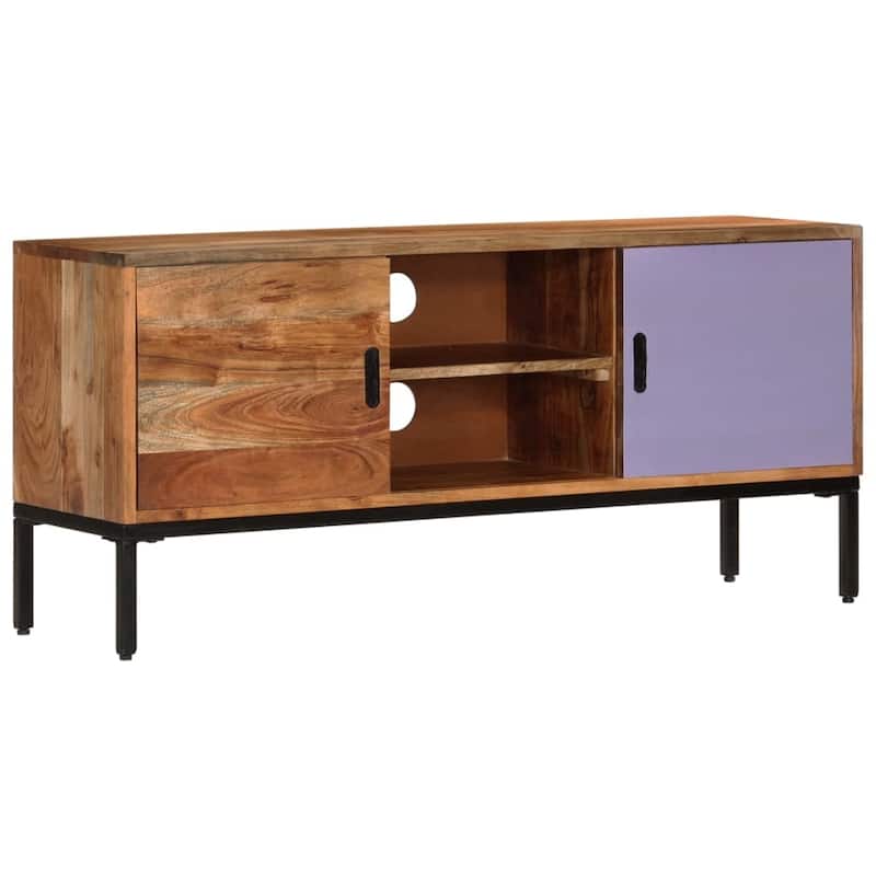 vidaXL TV Stand Honey Brown and Gray 43.3"x11.8"x19.7" Solid Wood Acacia - 43.3" x 11.8" x 19.7"
