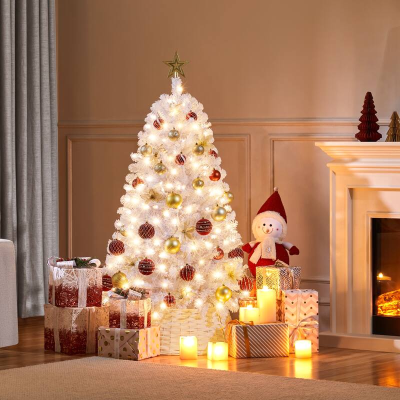 Yaheetech 4.5ft/6ft/7.5ft Pre-Lit Fir Artificial Christmas Tree with 150 Incandescent Warm Lights & 324 Tips - 4.5 Foot