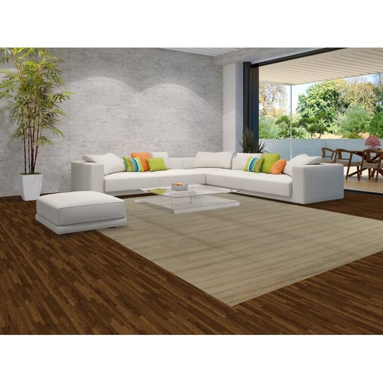 Hand Knotted Oriental 100% Wool Carpet Modern Solid Green Gabbeh Area Rug - 12' 11'' X 9' 10''