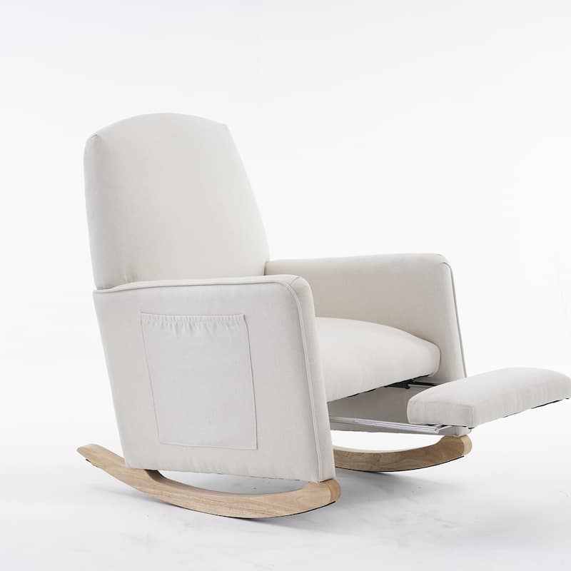 Fabric Nursery Rocking Chair With Adjustable Footrest