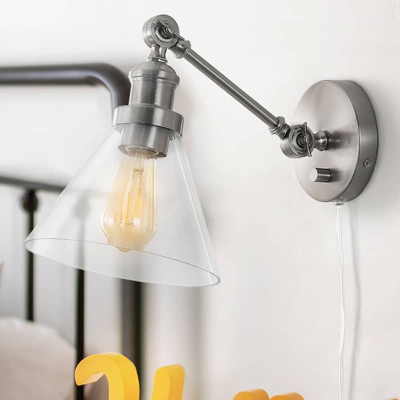 Cowie 8" Iron/Glass Adjustable LED Wall Sconce, Oil Rubbed Bronze by JONATHAN Y - One - Nickel