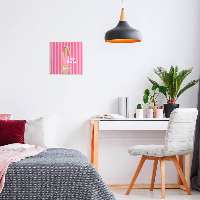 Stupell Pink Striped Glam Girl Wall Plaque Art Design By Chen Alyesh