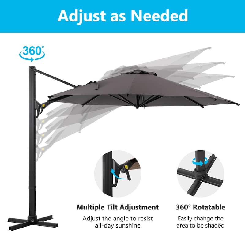 11 FT Rotatable Tilt-Adjustable Cantilever Patio Umbrella with Durable Aluminum Pole