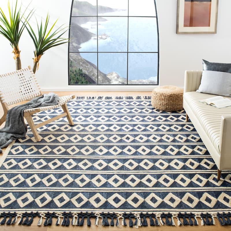 SAFAVIEH Handmade Sahara Fernanda Moroccan Jute Rug - 8' x 10' - Blue/Beige