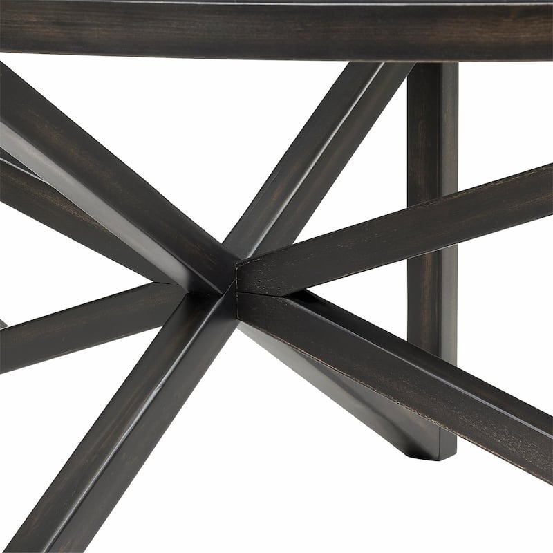 Contemporary Glass Coffee Table with Wood Base