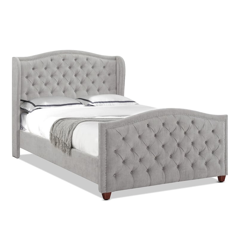 Angelina Upholstered Tall Tufted Wingback Bed Frame