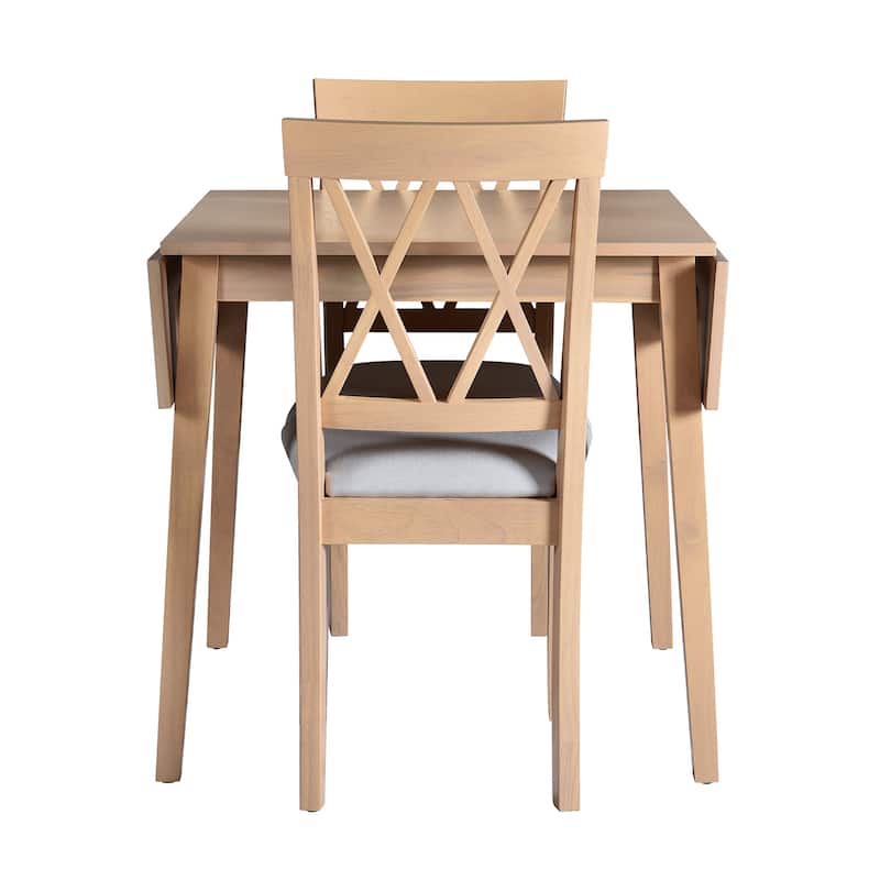 3 Piece, Modern Dining Table Set with Drop Leaf Dining Table and 2 Chairs, for Dining Room and Kitchen, Natural