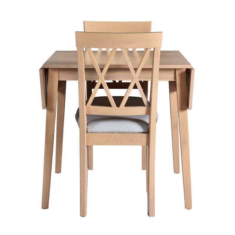 Roomfitters Foldable Dining Table Set, 5 Piece Drop Leaf Kitchen Table with 4 Upholstered Chairs, Space Saving Design