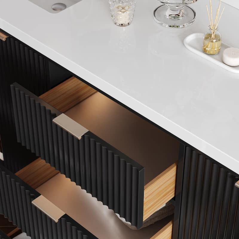 Ariel P73DWQRVO Milan 73" Free Standing Double Basin Vanity Set with