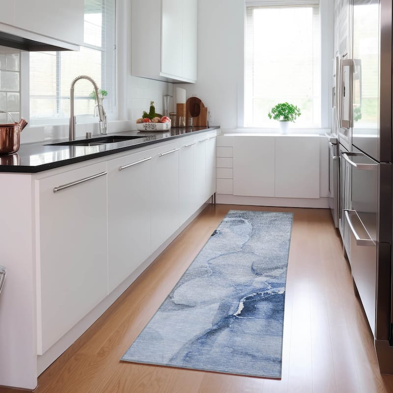 Laso Modern Art-Inspired Weather Resistant Versatile Elegance Runner Outdoor Rug - 2' X 8'