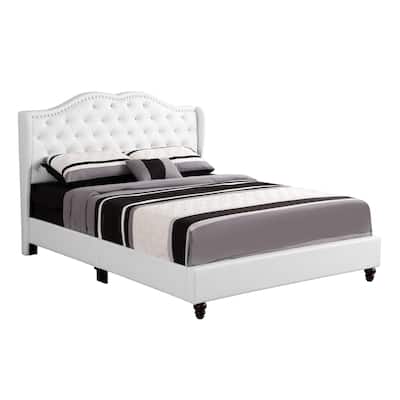 Upholstered Diamond Tufted Panel Queen Bed - 86" - White