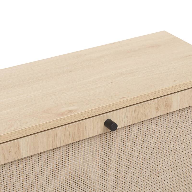 Rattan 5 Door Shoe Rack, Freestanding Modern Shoe Storage Cabinet, for Entryway