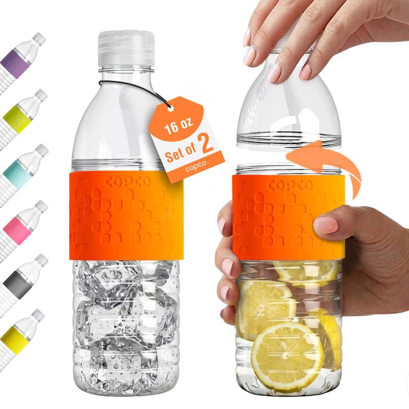 Copco Hydra BPA Free Tritan Water Bottle Set Leak Proof & Dishwasher Safe - Orange