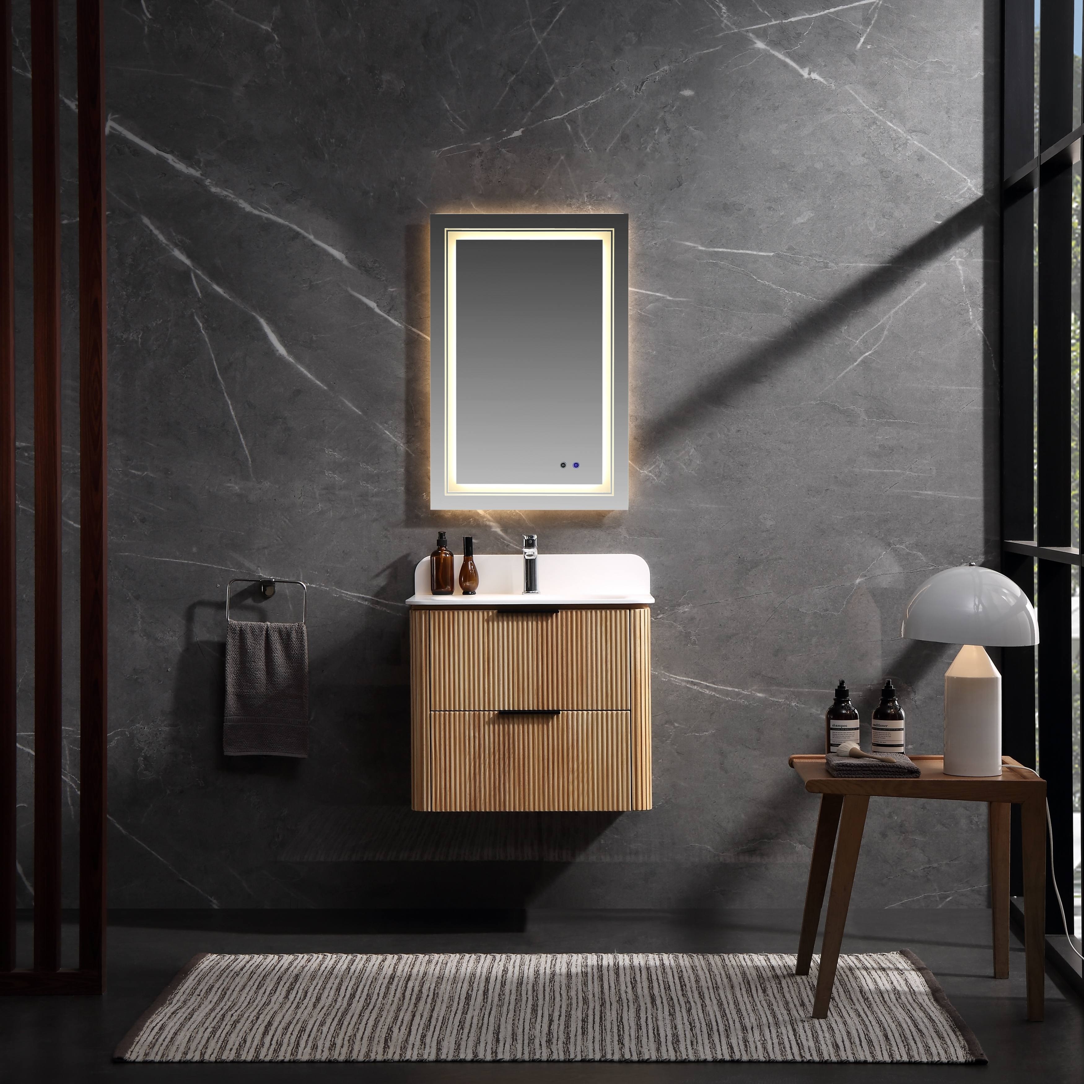 24" Wall-Mounted Bathroom Vanity with Acrylic Top Integrated Sink & Overflow