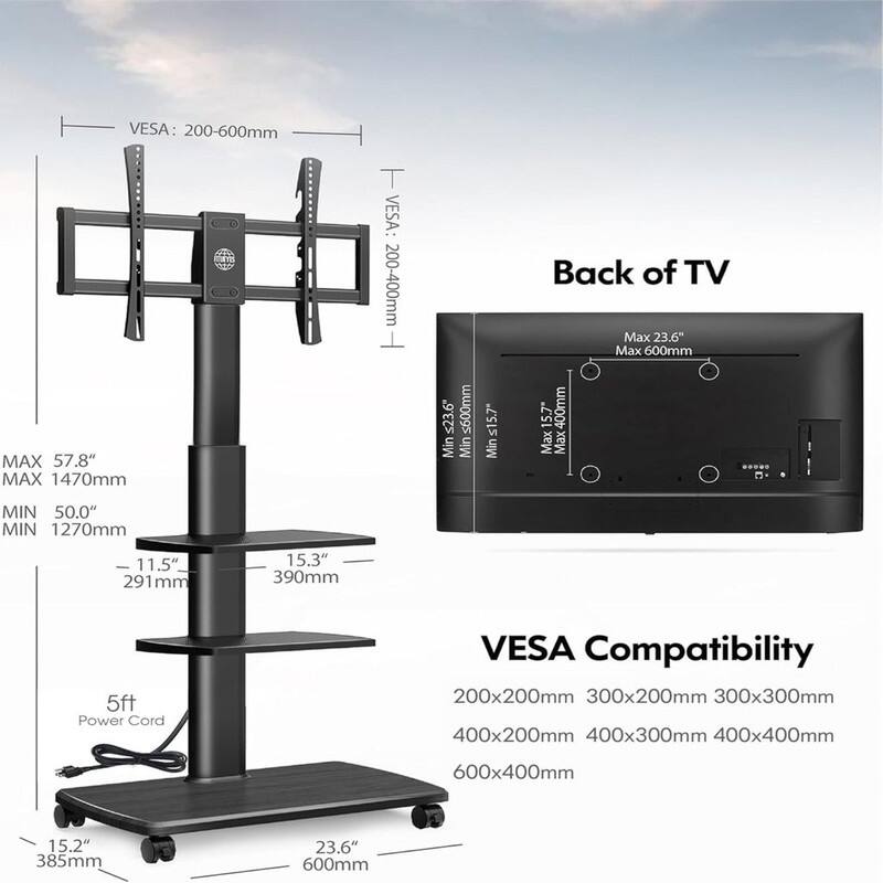 Rolling TV Stand with Power Outlets
