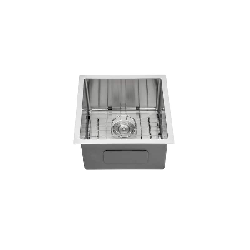 17 in. Undermount Single Bowl 16 Gauge Brushed Nickel Stainless Steel Kitchen Sink Basin - 17" x 19" x 10"