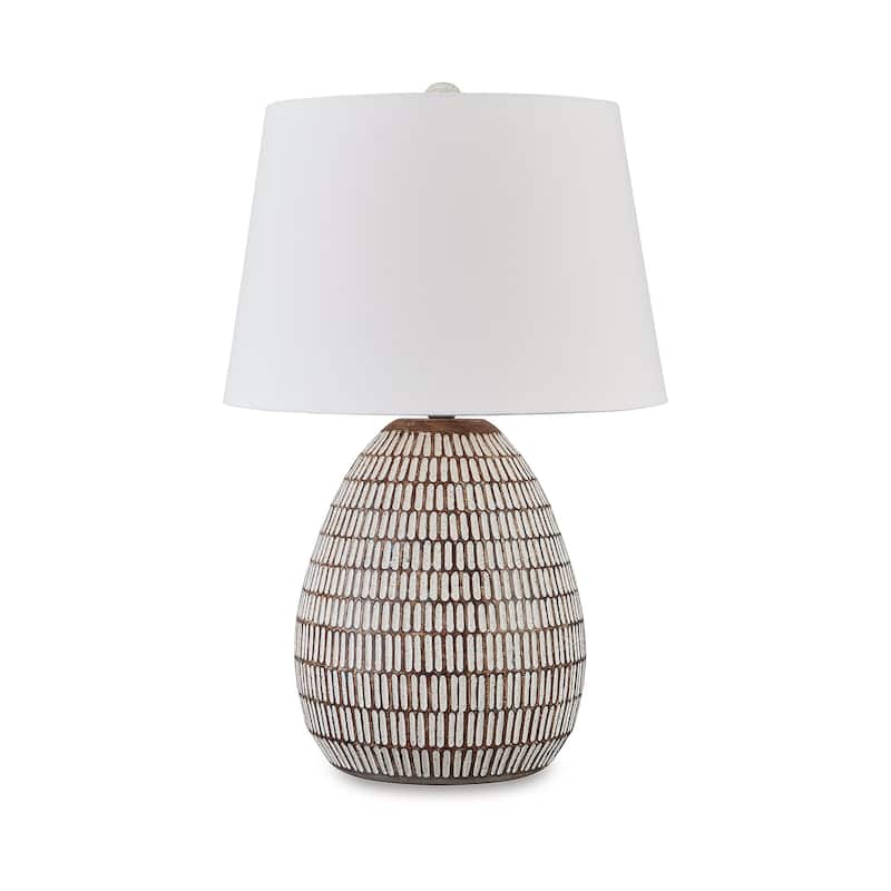 Signature Design by Ashley Darrich Beige/White Table Lamp - 18.25" W x 18.25" D x 28.25" H