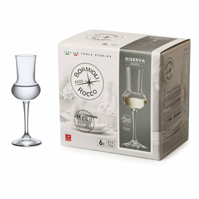 Bormioli Rocco Set of 6 Riserva Grappa Glasses - 2.75 oz.
