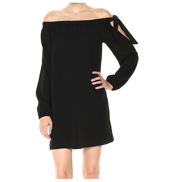 black off the shoulder shift dress